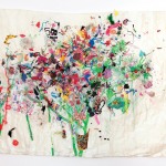 Sin título. Técnica mixta sobre satín barnizado. 150 x 300 cm. 2009