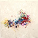 Sin título. Técnica mixta sobre satín barnizado. 150 x 140 cm. 2008