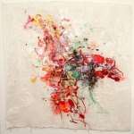 Sin título. Técnica mixta sobre satín barnizado. 150 x 150 cm. 2008
