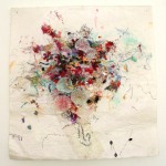 Sin título. Técnica mixta sobre satín barnizado. 100 x 100 cm. 2008