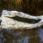 Envoltorio en papel de aluminio de mis piernas.Foil wrapper of my legs.